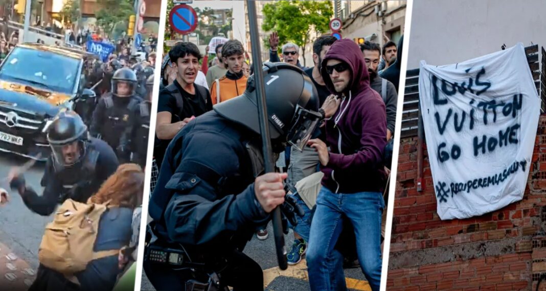 Модний показ Louis Vuitton був затьмарений спецназом, який почав жорстоко бити протестувальників проти туристів